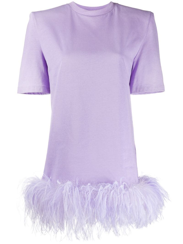 Attico Feather-trimmed Cotton-jersey ...